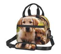 Simpatica borsa per il pranzo a forma di cucciolo di Golden Retriever, per uomini e donne, grande capacità, riutilizzabile, isolata, con tracolla regolabile, per adulti