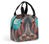 Simpatica borsa per il pranzo a forma di ippopotamo, per donne e uomini, portatile, isolata, con manico, a prova di perdite, riutilizzabile, per lavoro, picnic, viaggi
