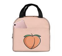 Simpatica borsa per il pranzo a forma di pesca, per donne e uomini, con graziosa stampa di pesche, contenitore termico per il pranzo, con tasca a fronda, per lavoro, picnic, viaggi