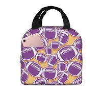 Simpatica borsa per il pranzo viola del football americano per donne e uomini, borsa termica per il pranzo, grande capacità, a prova di perdite, riutilizzabile, per lavoro, ufficio, picnic, viaggi