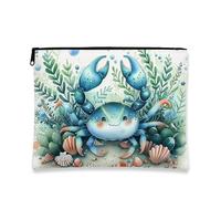 Simpatica borsa per il trucco a forma di granchio, borsa da viaggio colorata con animali dell'oceano per donne, piccola borsa portatile in tela con cerniera, borsa da toeletta regalo per festival