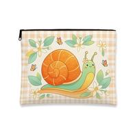 Simpatica borsa per il trucco a forma di lumaca, borsa da viaggio per cosmetici da donna, organizer portatile in tela con cerniera, borsa da toilette primaverile per la cura della pelle, 17,8 x 22,9