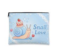 Simpatica borsa per il trucco a forma di lumaca, borsa da viaggio per cosmetici da donna, organizer portatile in tela con cerniera, borsa da toilette primaverile per la cura della pelle, Blu, 7x9 Inch