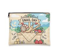 Simpatica borsa per il trucco a forma di lumaca, borsa da viaggio per cosmetici da donna, piccola borsa portatile in tela con cerniera, borsa da toilette primaverile per la cura della pelle, Beige