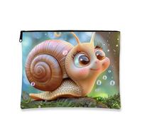 Simpatica borsa per il trucco a forma di lumaca, borsa da viaggio per donne, piccola borsa portatile in tela con cerniera, regalo per festival e uso quotidiano, Marrone, 7x9 Inch, Lumaca