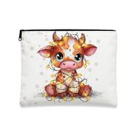 Simpatica borsa per il trucco a forma di mucca, adorabile astuccio per cosmetici a forma di animale dei cartoni animati per le donne, organizer portatile con cerniera, borsa da toilette per la cura