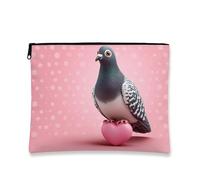 Simpatica borsa per il trucco a forma di piccione, adorabile organizer da viaggio per cosmetici con uccellino, da donna, portatile, con cerniera, regalo ideale per San Valentino e primavera, Pesca