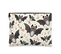 Simpatica borsa per il trucco a forma di pipistrello, adorabile astuccio da viaggio per cosmetici, per Halloween, da donna, portatile, piccola borsa in tela con cerniera, borsa da toilette regalo