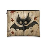 Simpatica borsa per il trucco a forma di pipistrello, borsa da viaggio per cosmetici da donna, piccola borsa portatile in tela con cerniera, borsa da toeletta regalo per festival di Halloween, nero