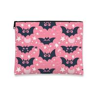 Simpatica borsa per il trucco a forma di pipistrello, borsa da viaggio per cosmetici da donna, piccola borsa portatile in tela con cerniera, regalo per feste e articoli da toeletta, Pesca, 7x9 Inch