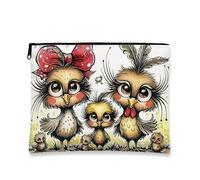 Simpatica borsa per il trucco a forma di pollo, adorabile astuccio da viaggio per cosmetici a forma di animale dei cartoni animati per donne, organizer portatile con cerniera, borsa da toilette regalo
