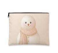 Simpatica borsa per il trucco a forma di pupazzo di neve, borsa da viaggio invernale da donna, piccola borsa portatile in tela con cerniera, borsa da toilette per la cura della pelle delle vacanze