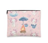 Simpatica borsa per il trucco Axolotl, adorabile astuccio da viaggio per cosmetici ad acquerello per donne, organizer portatile con cerniera, regalo per festival e cura della pelle primaverile, Pesca