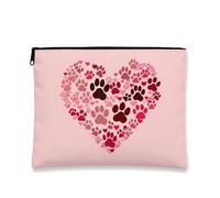 Simpatica borsa per il trucco, borsa da viaggio per cosmetici con stampa di zampa di cuore per gli amanti degli animali, organizer portatile con cerniera, borsa da toilette regalo per San Valentino