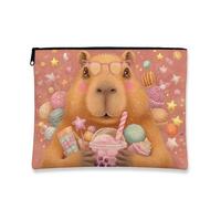 Simpatica borsa per il trucco Capybara, fantasiosa borsa da viaggio per cosmetici a forma di animale, borsa da viaggio per donne, piccola borsa portatile in tela con cerniera, regalo dolce beauty