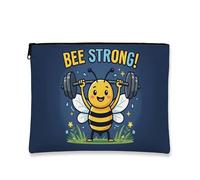 Simpatica borsa per il trucco con ape, borsa per cosmetici per adulti, organizer portatile con cerniera per fitness, elementi essenziali per l'allenamento estivo, Blu, 7x9 Inch, Ape
