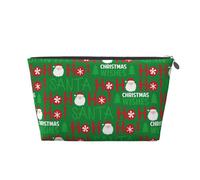 Simpatica borsa per il trucco con Babbo Natale e Ho Ho Ho, trousse da viaggio per articoli da toeletta da donna, borsa per il trucco in pelle, graziosa borsa per il trucco, Argento, Taglia unica
