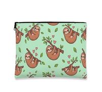 Simpatica borsa per il trucco con bradipo, giocosa verde menta, borsa da viaggio per cosmetici, organizer portatile con cerniera, perfetta per l'uso quotidiano, Menta, 7x9 Inch, Bradipo