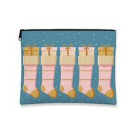 Simpatica borsa per il trucco con calza blu, da viaggio, per cosmetici, da donna, piccola borsa portatile con cerniera, borsa da toeletta per la cura della pelle delle vacanze, Blu, 7x9 Inch, Calza