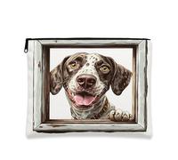 Simpatica borsa per il trucco con cane a pelo corto tedesco, divertente borsa da viaggio per donne e ragazze, piccola borsa portatile in tela con cerniera, borsa da toeletta per cuccioli, 17,8 x 22,9