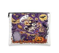 Simpatica borsa per il trucco con cane di Halloween con strega Alaskan Malamute, 17,8 x 22,8 cm, per viaggio, divertente e raccapricciante per cimitero, trousse per cosmetici, idea regalo, spaventoso