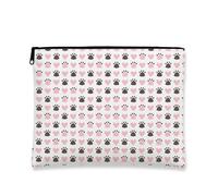 Simpatica borsa per il trucco, con cuori di pesca e zampe, borse da viaggio per donne, piccola borsa portatile in tela con cerniera, organizer per articoli da toeletta regalo per amanti degli animali