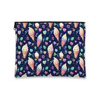 Simpatica borsa per il trucco con gelato, borsa da viaggio per cosmetici da donna, organizer portatile in tela con cerniera, borsa da toilette divertente estiva 17,8 x 22,9 cm