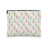 Simpatica borsa per il trucco con gelato, borsa da viaggio per cosmetici pastello divertente da donna, organizer portatile in tela con cerniera, borsa da toilette estiva per la cura della pelle