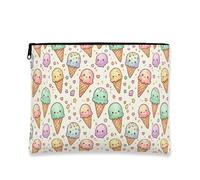 Simpatica borsa per il trucco con gelato, borsa da viaggio per cosmetici pastello dolce da donna, organizer portatile in tela con cerniera, borsa da toilette estiva per la cura della pelle, Pastello