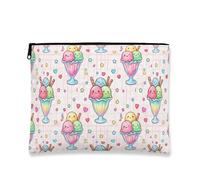 Simpatica borsa per il trucco con gelato, giocoso pastello cosmetico da viaggio per donne, organizer portatile con cerniera, borsa da toilette estiva per la cura della pelle, Pesca, 7x9 Inch, Gelato
