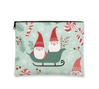 Simpatica borsa per il trucco, con gnomo alla menta, borsa da viaggio per cosmetici, da donna, piccola borsa portatile in tela con cerniera, borsa da toilette per la cura della pelle delle vacanze