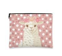 Simpatica borsa per il trucco con lama, a pois color pesca, borsa da viaggio portatile per donne, piccola borsa in tela con cerniera, regalo di compleanno per la cura della pelle, Pesca, 7x9 Inch