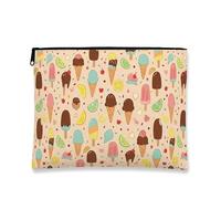Simpatica borsa per il trucco, con motivo gelato, borsa per cosmetici da donna, organizer portatile in tela con cerniera, borsa da toilette da viaggio estiva, Pesca, 7x9 Inch, Gelato