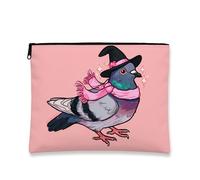 Simpatica borsa per il trucco con piccione, adorabile illustrazione con uccellini, astuccio da viaggio per donne, piccolo organizer portatile in tela con cerniera, regalo divertente per festival e uso