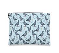 Simpatica borsa per il trucco con piccione, borsa da viaggio per cosmetici, da donna, organizer portatile in tela con cerniera, borsa da toeletta quotidiana, Blu, 7x9 Inch, Piccione
