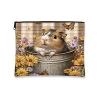 Simpatica borsa per il trucco con porcellino d'India, borsa da viaggio per donne, piccola borsa portatile in tela con cerniera, borsa da toeletta per cuccioli, 17,8 x 22,9 cm