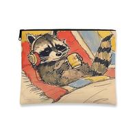 Simpatica borsa per il trucco con procione, astuccio portatile per donne, piccolo organizer in tela con cerniera, regalo divertente per bambini e adolescenti, Multicolore, 7x9 Inch, Procione