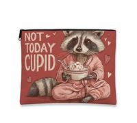 Simpatica borsa per il trucco con procione, borsa da viaggio vintage con animali rossi per donne, organizer portatile in tela con cerniera, borsa da toilette per San Valentino, Rosso, 7x9 Inch