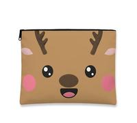 Simpatica borsa per il trucco con renna, borsa da viaggio per cosmetici, borsa da viaggio per donne, piccola borsa portatile in tela con cerniera, borsa da toilette per la cura della pelle delle
