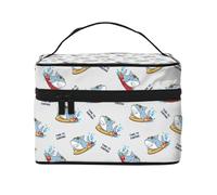 Simpatica borsa per il trucco con squalo da surf, graziosa borsa per cosmetici da donna, borsa da toilette, grande borsa organizer da viaggio per il trucco