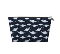 Simpatica borsa per il trucco con stampa blu di razza, borsa da toilette da viaggio per donne, graziosa custodia per trucco in pelle