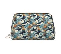 Simpatica borsa per il trucco con stampa di balene assassine, trousse da viaggio per donne, custodia per trucco in pelle di grande capacità, organizer per trucchi, graziosa custodia per trucchi