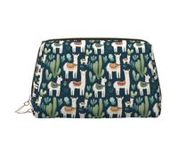 Simpatica borsa per il trucco con stampa di cactus alpaca, borse per cosmetici da viaggio per donne, custodia per trucco in pelle di grande capacità, organizer per trucchi, graziosa custodia per