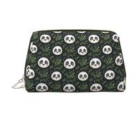 Simpatica borsa per il trucco con stampa di panda in stile cartone animato, trousse da viaggio per donne, borsa per trucco in pelle di grande capacità, organizer per trucchi, graziosa custodia per