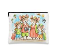 Simpatica borsa per il trucco con topo, borsa da viaggio per donne, organizer portatile in tela con cerniera, borsa da toilette per vacanze estive, bianco, 7x9 Inch, Mouse
