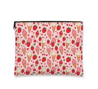 Simpatica borsa per il trucco del gelato, borsa da viaggio per cosmetici giocosa fragola per donne, organizer portatile in tela con cerniera, borsa da toilette estiva per la cura della pelle, Pesca