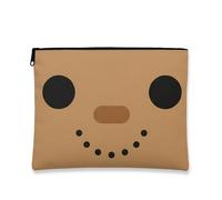 Simpatica borsa per il trucco marrone, minimalista con emoticon felice, borsa da viaggio per donne, organizer portatile in tela con cerniera, borsa da toilette invernale per vacanze, Marrone, 7x9 Inch