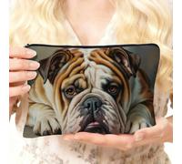 Simpatica borsa per il trucco per cani, borsa organizer per cosmetici di grande capacità con cerniera, custodia da viaggio portatile per donne, accessori per cani, regali per donne amanti dei cani 3
