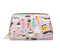 Simpatica borsa per il trucco Pomerania,Grande sacchetto cosmetico in pelle portatile,Borsa organizer da viaggio impermeabile per articoli da toeletta, Gelato Dolce, Taglia unica