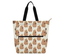 Simpatica borsa per libri per bambini, ragazzi e ragazze, carino capibara con motivo arancione senza cuciture resistente ai graffi borsa per libri da biblioteca con tasche con cerniera per la scuola